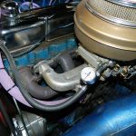 closeup fenton headers clifford intake engine 2012 53 Chevy Custom Belair Hotrod "Stardust" Fins before gloss paint job