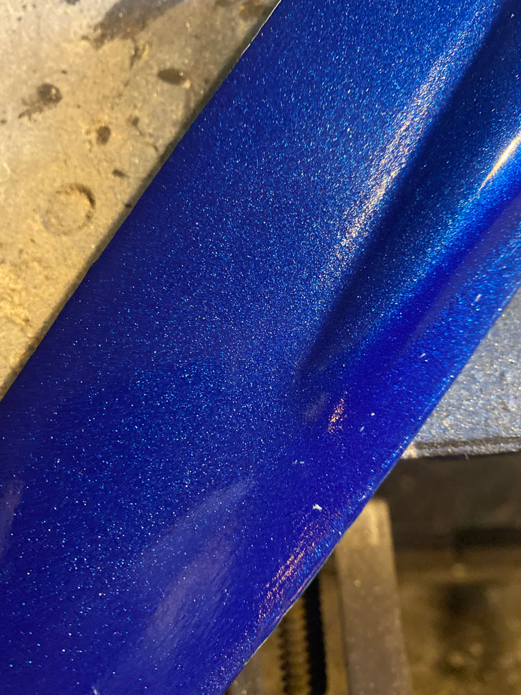 closeup of blue metallic on original engine fan